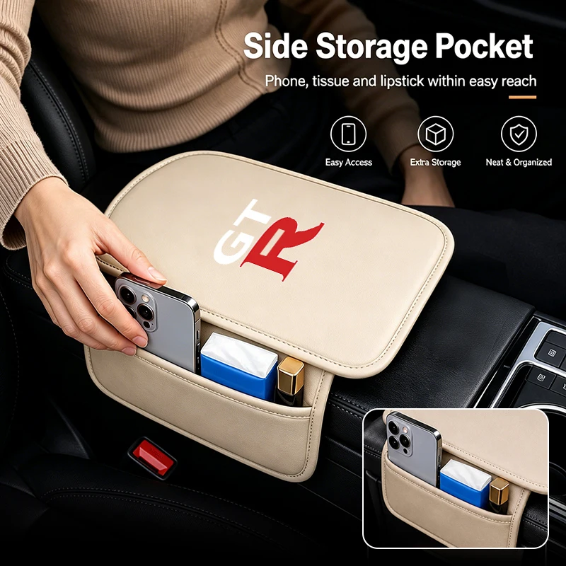Car Armrest Box Booster Cushion Storage Bag Center Console Box Protect Cover For Nissan GTR NISMO JDM R32 R33 R34 Teana Skyline view 2