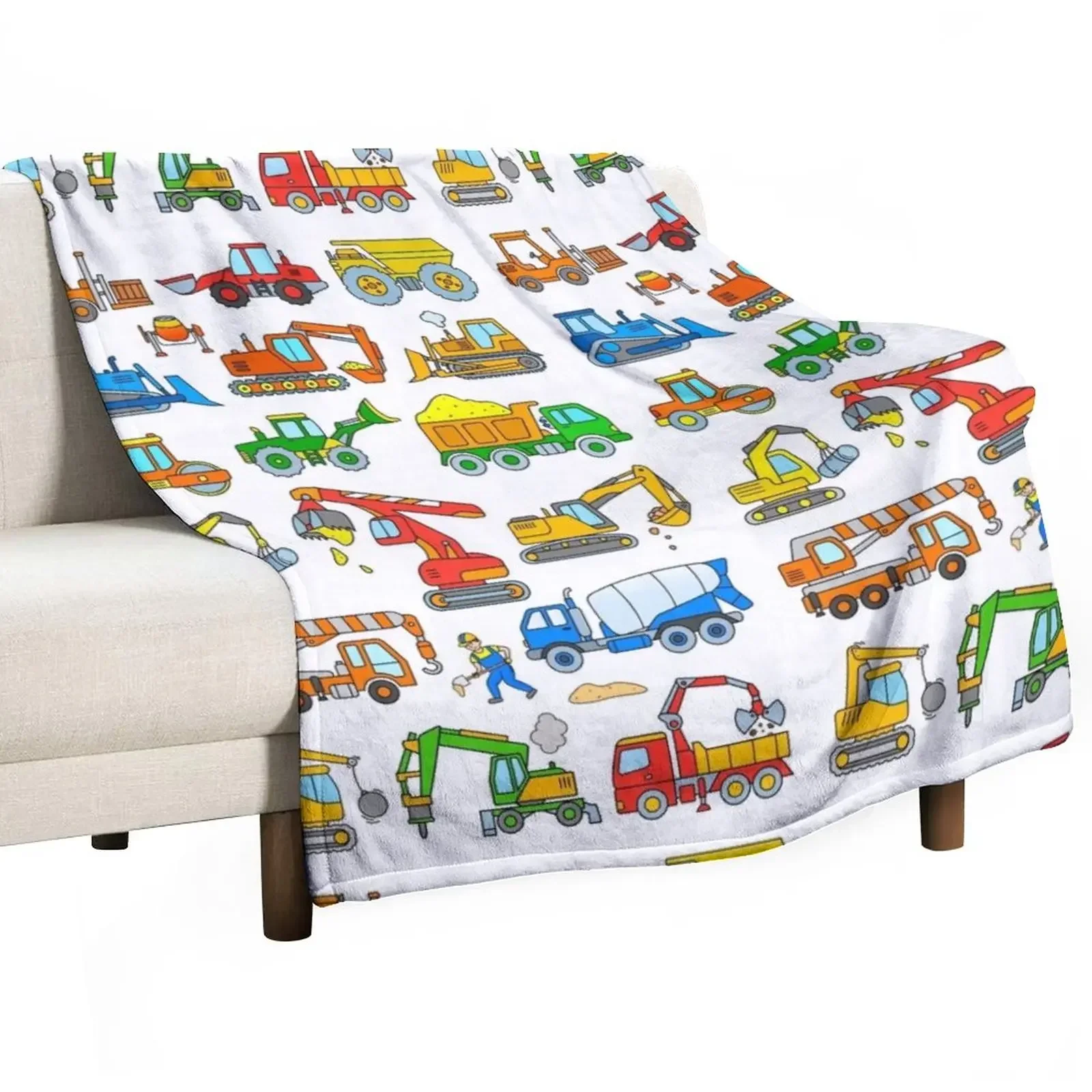 Digger Construction Vehicle Design Throw Blanket Shaggy Blankets For Sofas Soft For Decorative Sofa Blankets