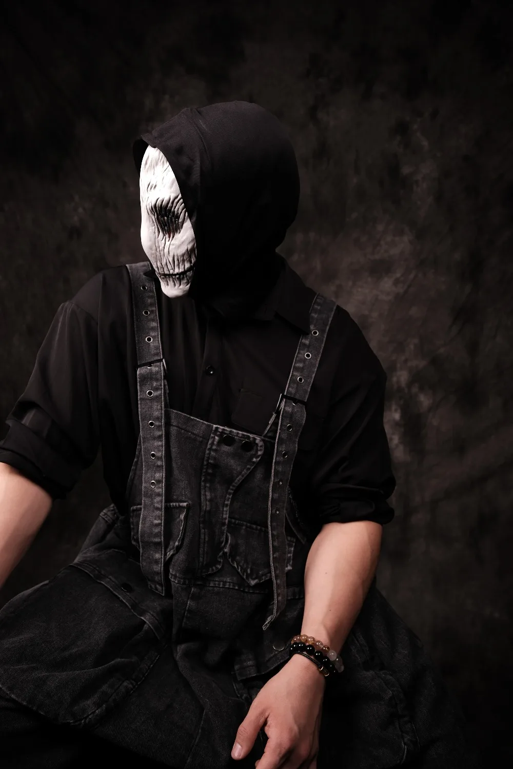 Máscara asesina sonriente espeluznante, decoración Horrible de zombis aterrador, máscara de terror espeluznante de látex realista, accesorio de vestuario para fiesta de Halloween