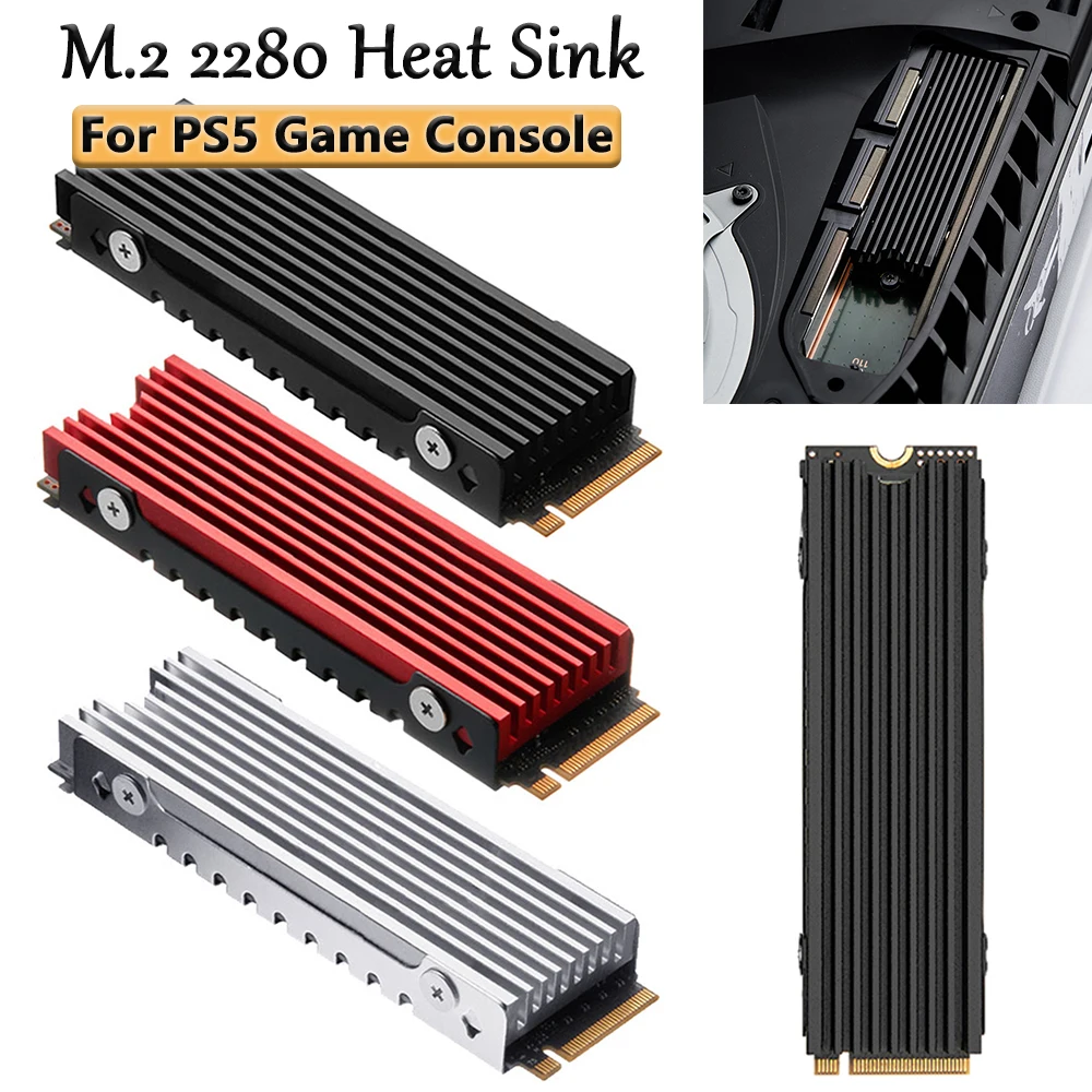 M.2 2280 SSD Cooler Radiator NVME Heat Radiator For PS5 Game Console Heat-resistance SSD Cooling Heat Sink With ThermalPad Black