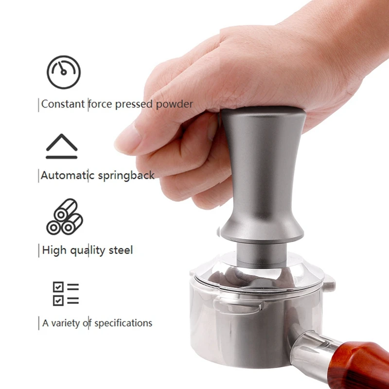 Coffee Presses With Spring Loaded Flat Hand Tamper 53Mm Fits For 54Mm Portafilter Basket