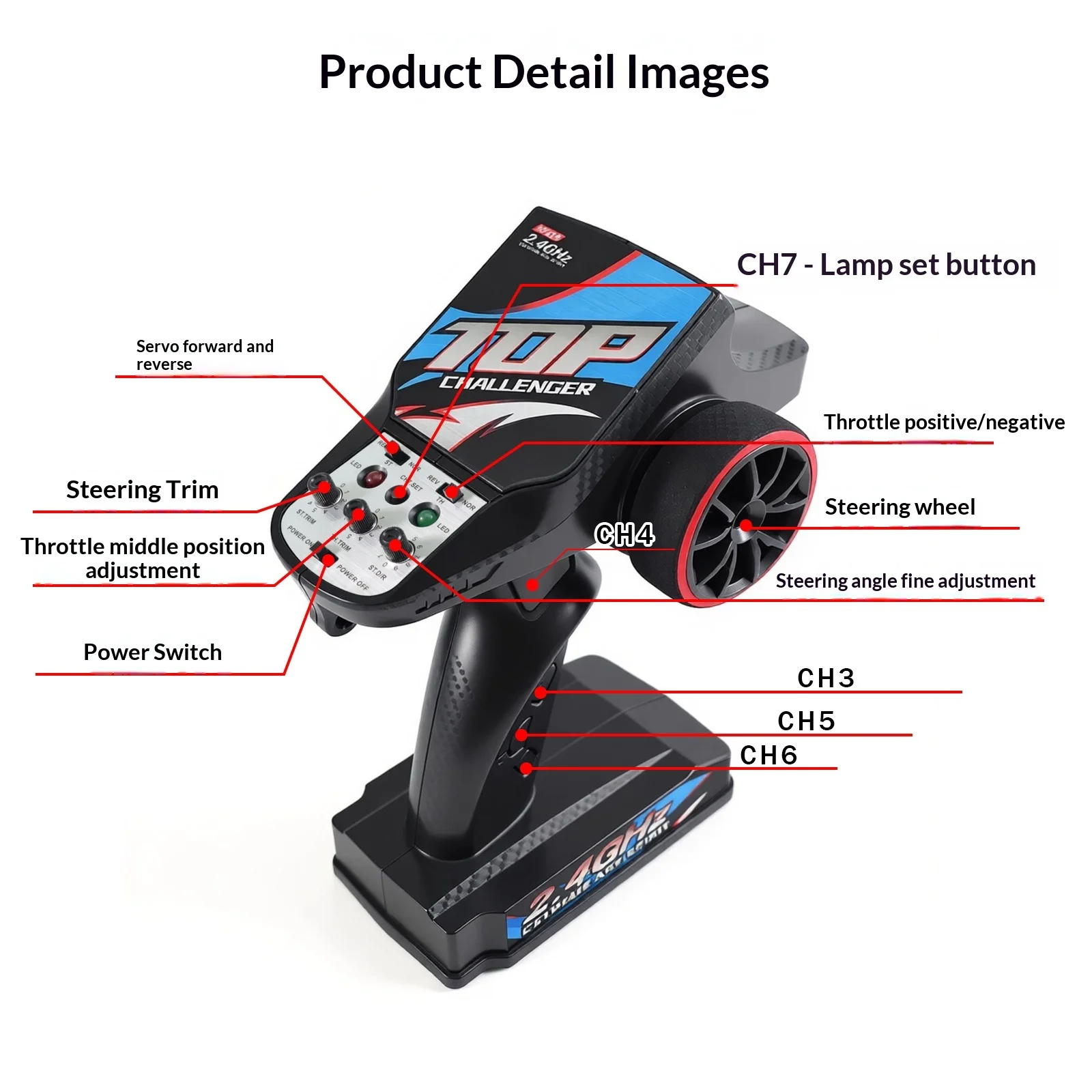 Top Challenger 2.4GHz 7 Channel RC Transmitter And Receiver Set For MN WPL SCY JJRC RC Car Truck Crawler Model Hobbyists