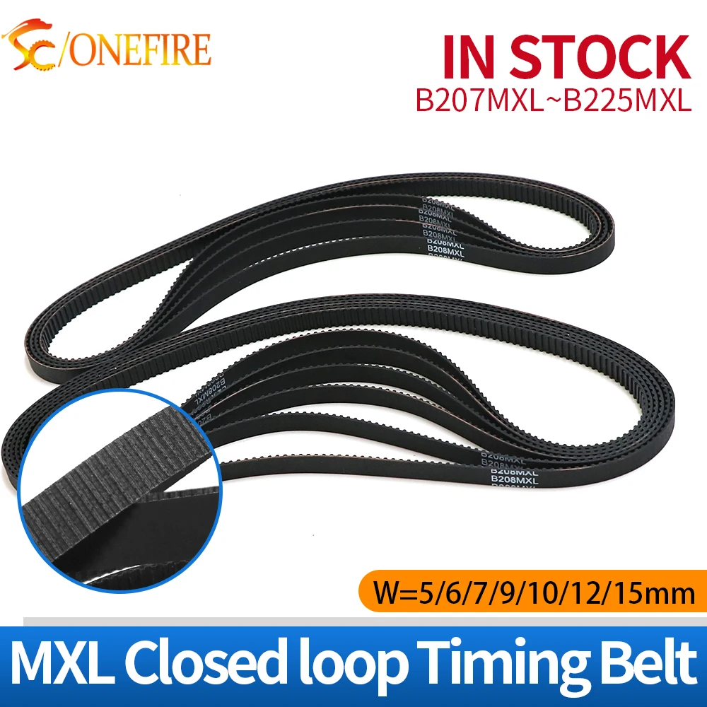 Trapezoidal MXL Belt B207MXL-B225MXL Synchronous Belt Width 5/6/7/9/10/12/15mm Closed Loop Drive Belt MXL Rubber Timing Belt