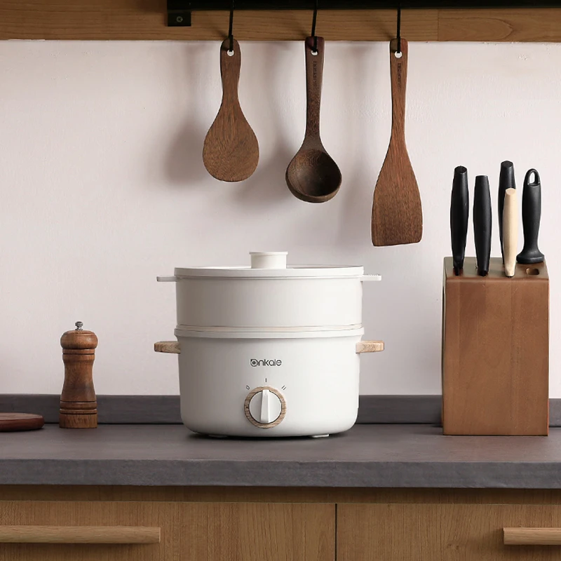 1.5L Điện Nồi Để Bàn Lẩu Di Động Multicooker Nồi Cơm Điện Hấp Thực Phẩm Nướng Điện Skillet Chảo Chiên 220V