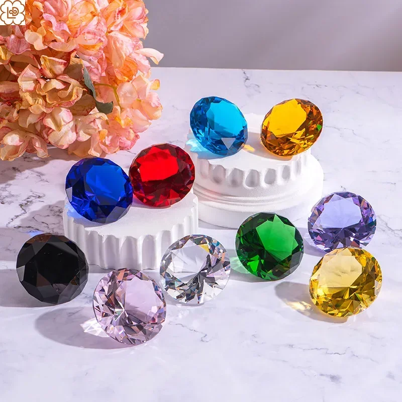 6cm,8cm 10cm Blue Crystal Glass Diamond Decoration Jewel Paperweight,Gift Decoration Idea for Christmas, Thanksgiving Birthday