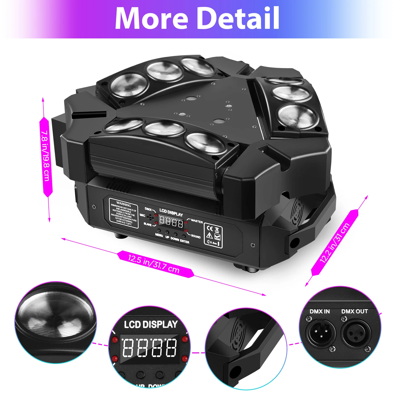 Yiflamefly Mini 9 Head Bird Moving Head Stage Effect Light with Strobe  RGB LEDs DMX512 Sound Auto Master-slave For Parties Club