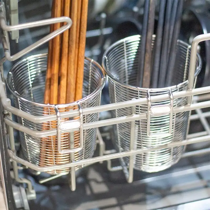 

Держатель для палочек для еды из нержавеющей стали - круглый органайзер для столовых приборов с сушильным устройством для хранения и сушилки для вилок/ложек