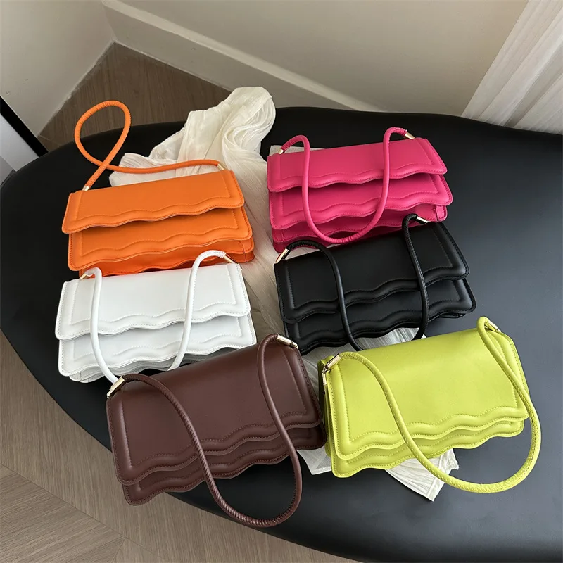 

New fashionable crossbody bag trendy PU shoulder bag solid color casual lace crossbody bag suitable for women and girls