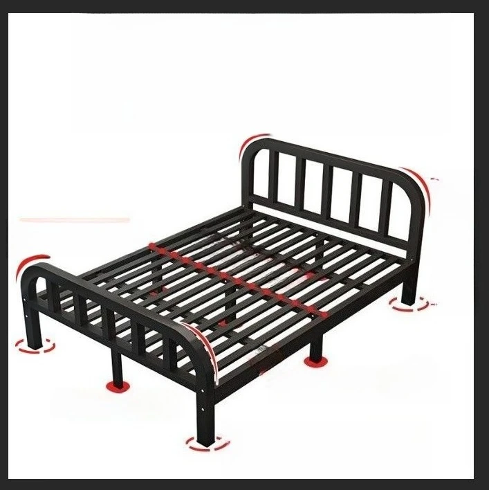 

Thickened wrought iron bed 1.8 double modern simple rental house small apartment iron bed single 1 meter 1.5 meters iron frame