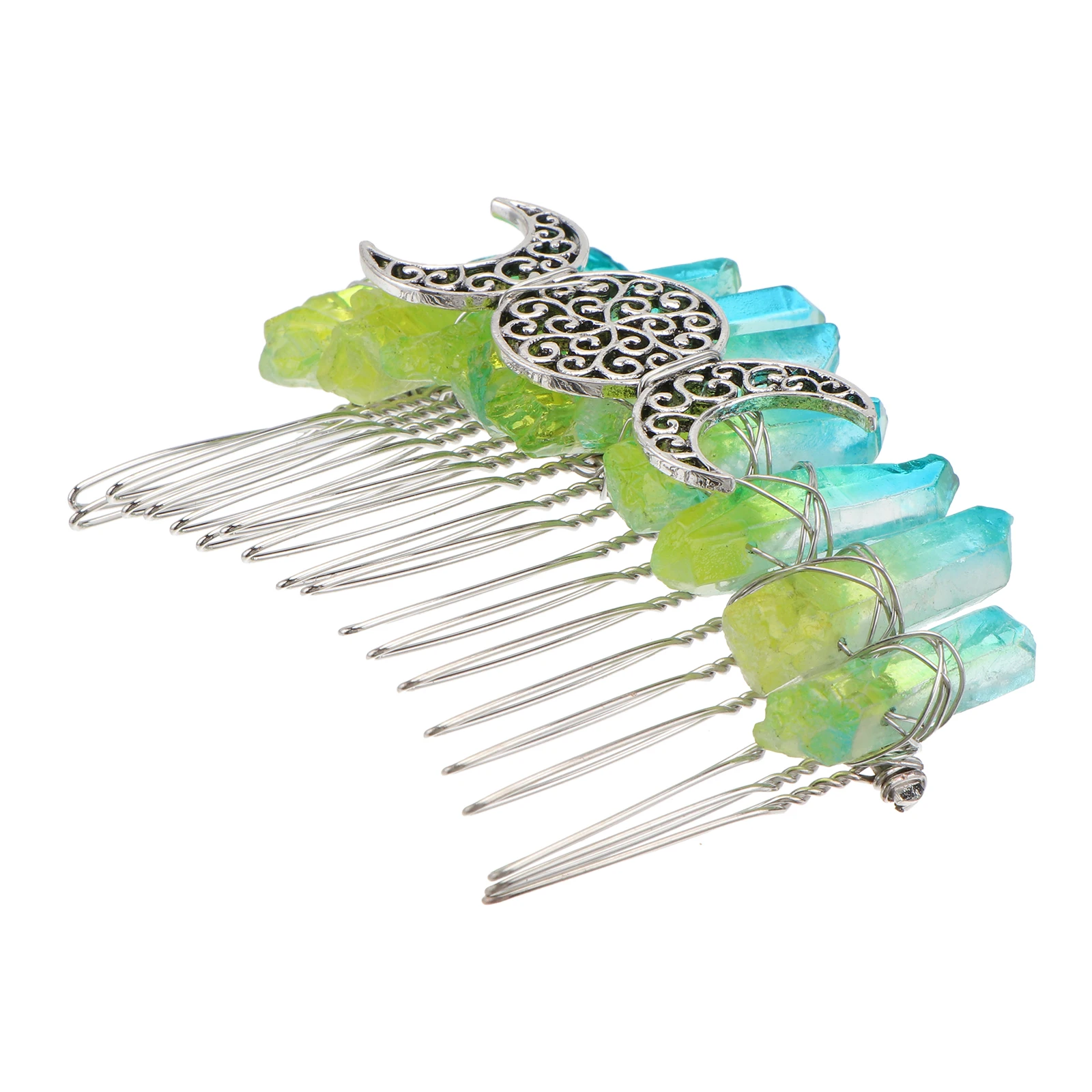 

1pc Crystal Hair Comb Tuck Comb Handmade Three-Moon Pattern Diy Hair Decor For Women Wedding Bride Headdress Durable Comfortable