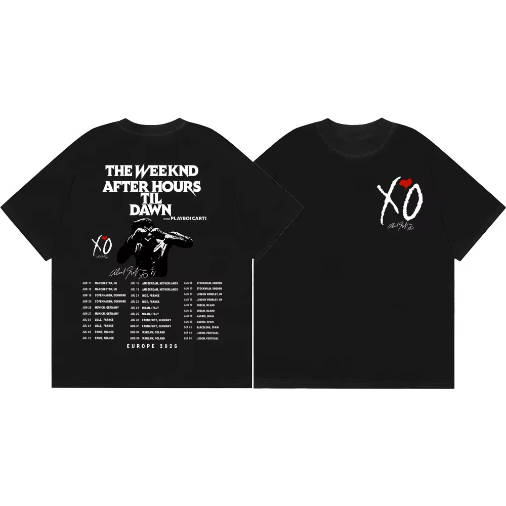 The Weeknd After Hours Til Dawn Tour 2026 Graphic T Shirt Hip Hop Vintage Short Sleeve T-shirts Men Women Casual Fashion T-shirt