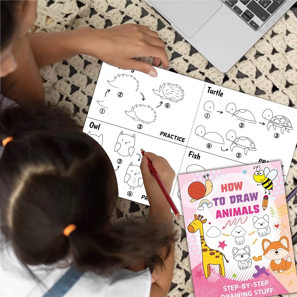 كيفية رسم كتاب رسم كرتوني على شكل حيوانات للأطفال، رسومات مرحة وتلوين كتاب رسم تعليمي للتعلم المبكر للطلاب #4