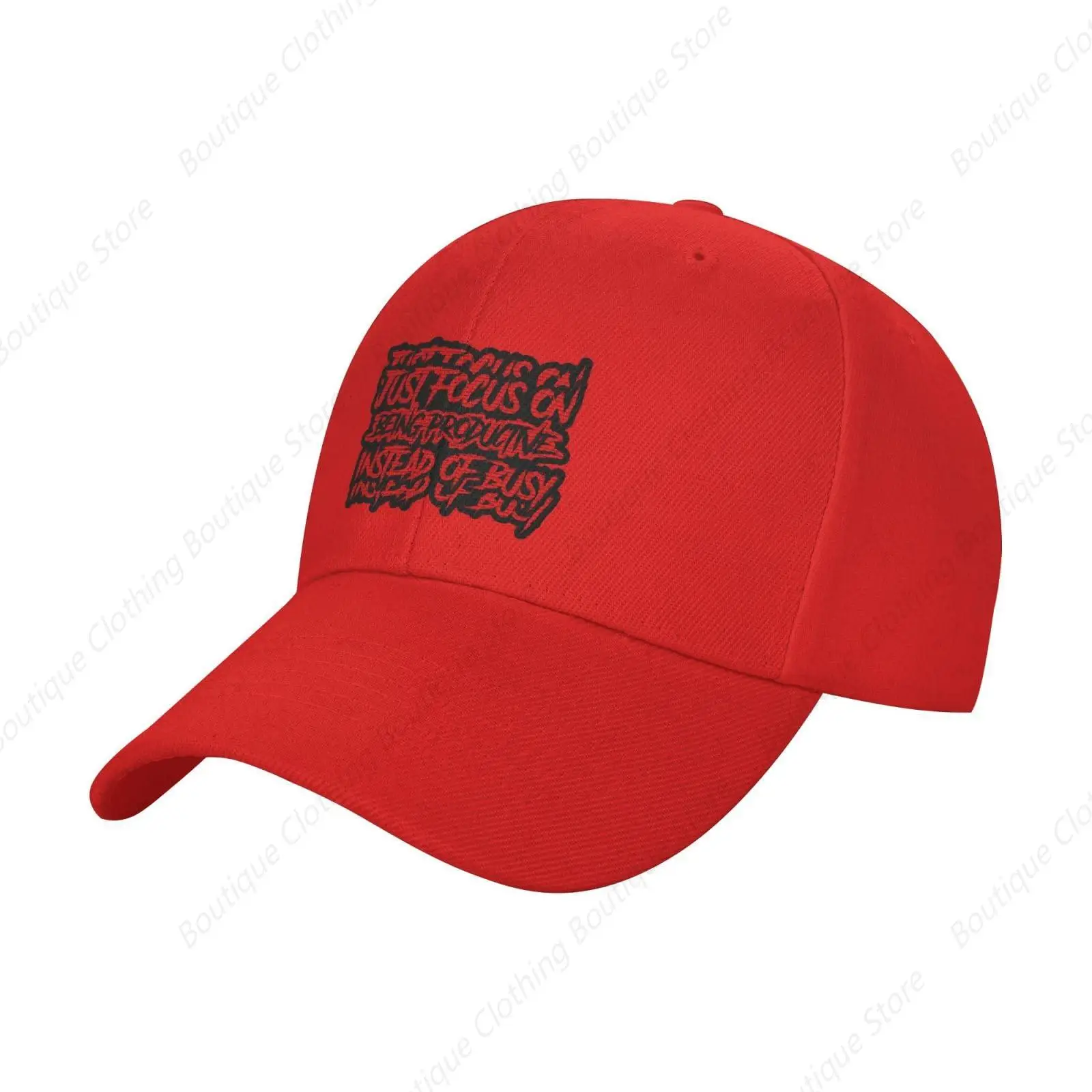 

Just Focus On being Productive Instead of Busy Baseball Cap Women Men Hats Adjustable Trucker Sun Hat Dad Golf Caps Red