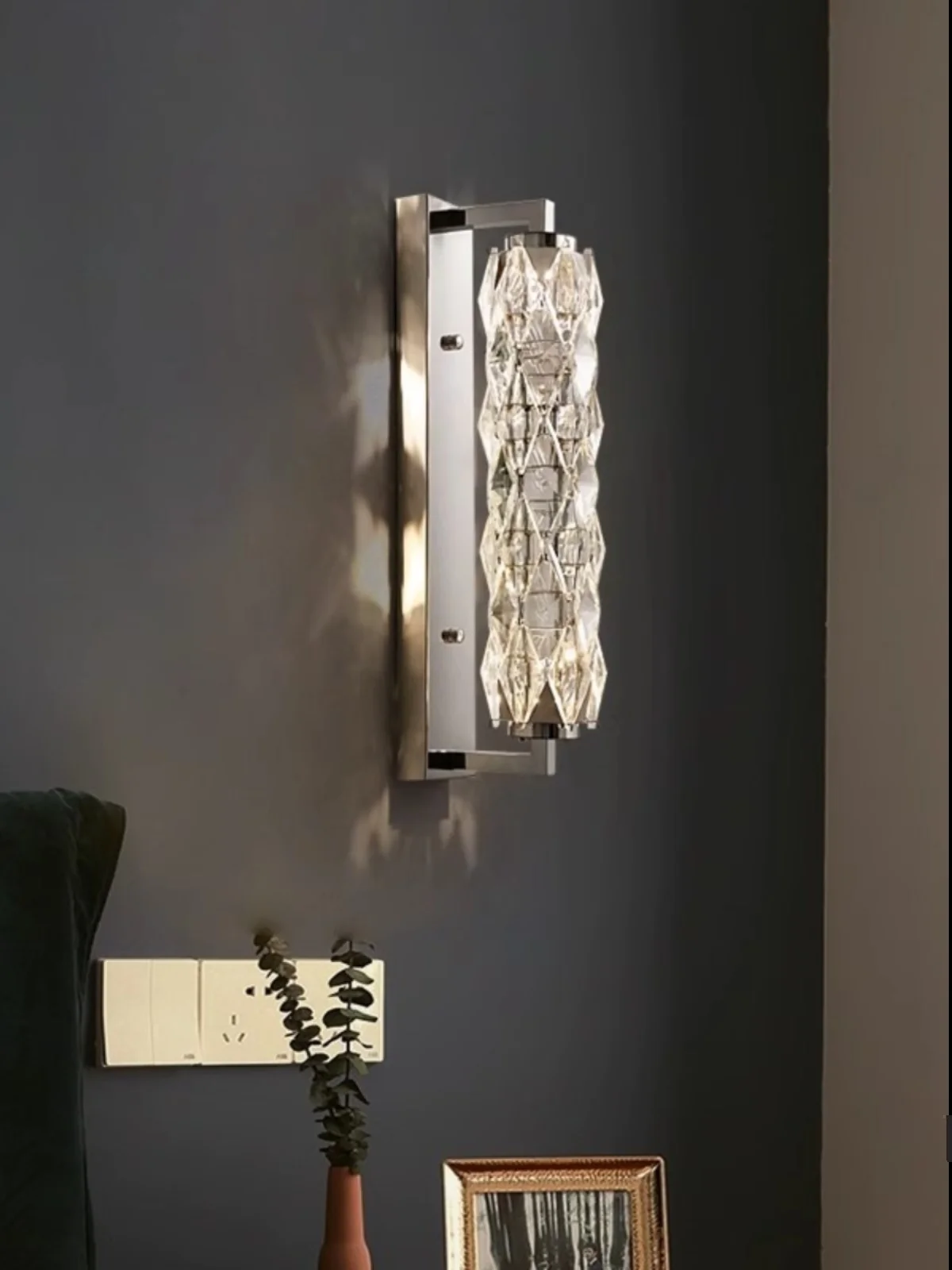 포스트모던 럭셔리 LED 벽등 가정 사무실 아파트 미니멀리스트 배경 크리스탈 침대 옆 벽등 거실용