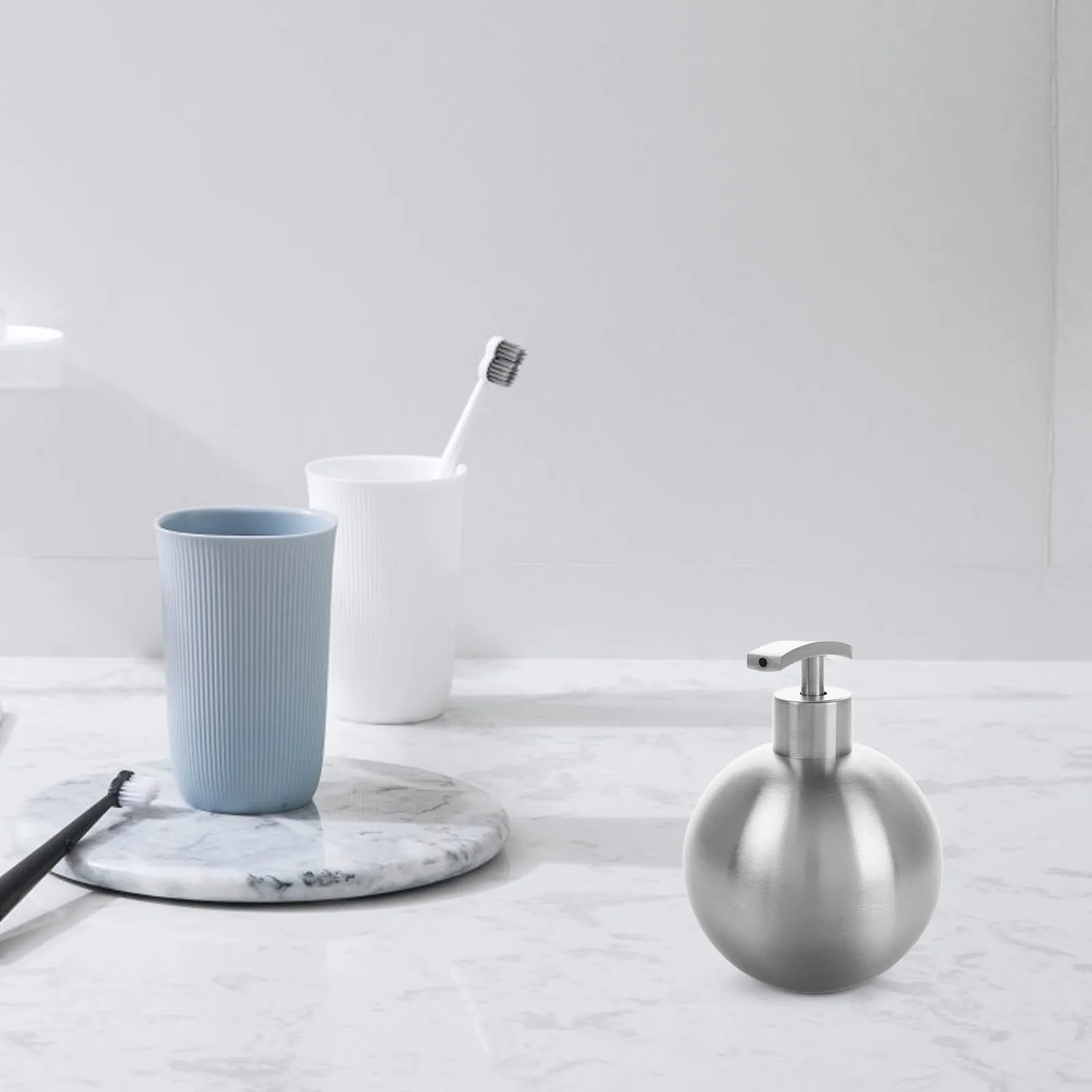 

Stainless Steel Soap Dispenser Multi Functional Refillable Leak Proof Bathroom Hand Soap Lotion Pump Kitchen Liquid Bottle