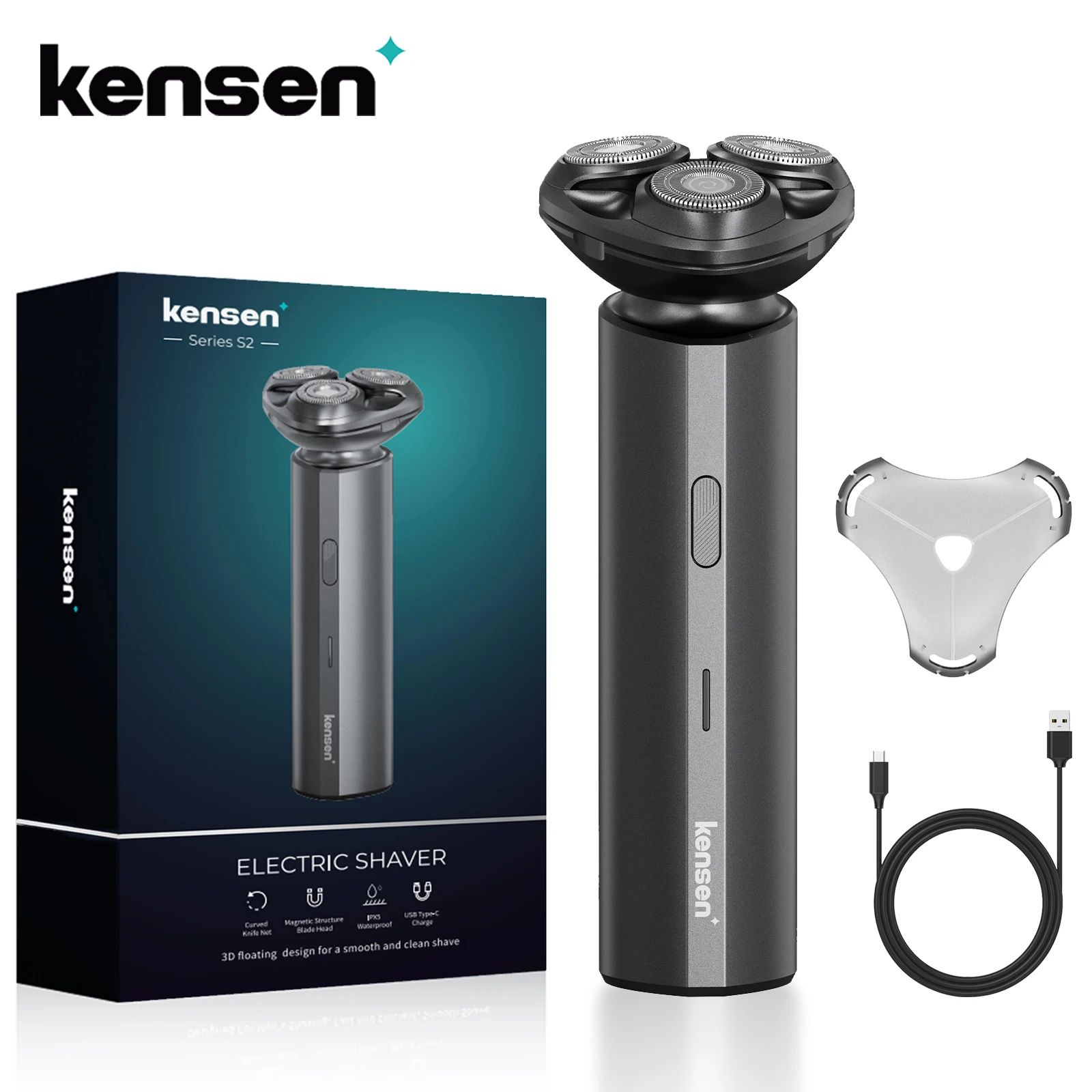 

Kensen Electric Shaver for Men Rechargeable 3D Floating Magnetic Cutter Blade Washable Beard Trimmer Razor Men's Shaving Machine