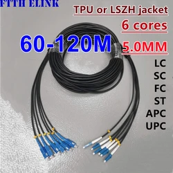 Armored fiber patchcord 6 core LC-LC 60M-120M 6C SC FC ST APC ratproof Singlemode 6 fibers optical jumper cable ELINK 100M 80m