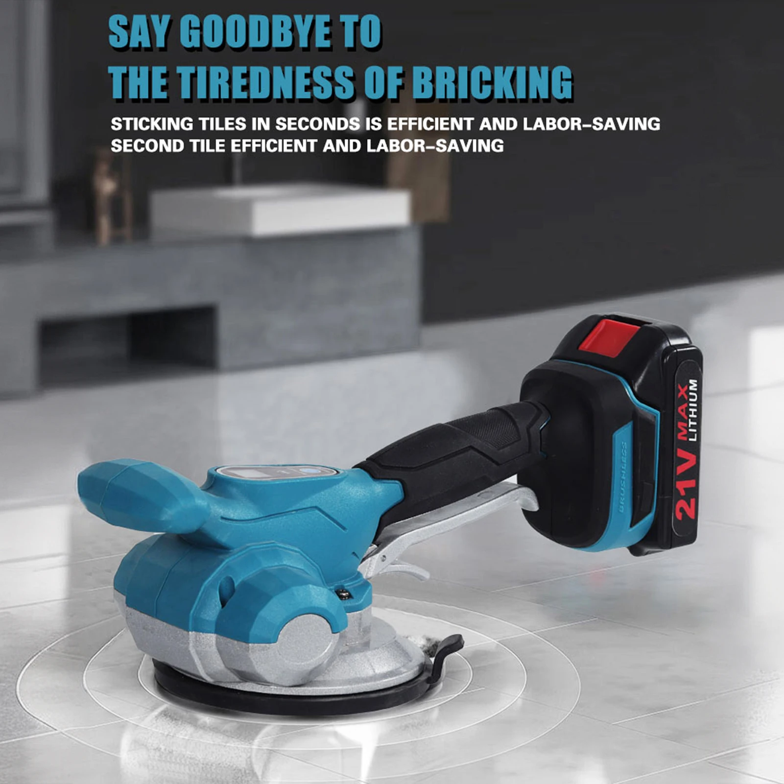 Floor Tile Vibration Levelling Machine 21V Max Battery Tiling Tool Electric Tile Vibrator Flooring Tools with Touchscreen