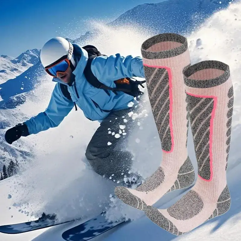 Socks for Ski Knee High Skiing Socks Non-Slip Thick Outdoor Sports Performance Socks for Women Men Thermal Socks for Winter Work