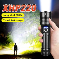 NEW High Power LED Flashlight XHP220 Super Bright Usb Rechargeable Torch 18650 Zoom Powerful Flash Light XHP70 Hunting Lantern