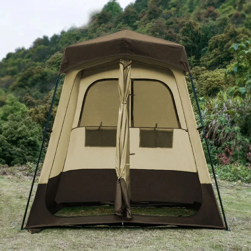 2Rooms 2Persons Multipurpose Hydraulic Changing Tent Large Size Strong Shower Toilet Dressing Outside Movable WC Ice Fishing