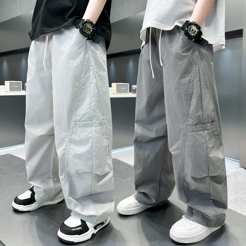 

Children Summer Thin Anti-Mosquito Pants for Boy Lightweight Breathable Cotton Trousers Kids Loose Straight Cargo Sweatpants