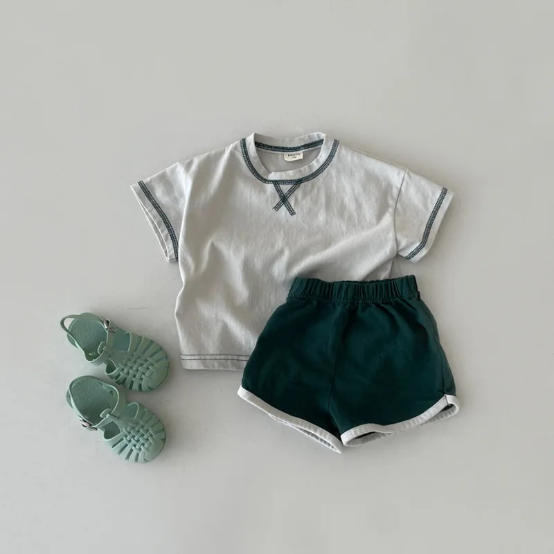 2024 New Baby Summer Short Sleeve Clothes Set Infant Cute Letter Embroidered T Shirt + Shorts 2pcs Suit Baby Cotton Outfits