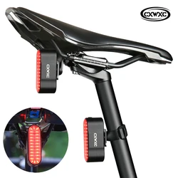 CXWXC Cycling Rear Light Smart Brake Sensing Light Bicycle IP66 Waterproof LED Charging Safety Lamp Tail Light Bike Accessories