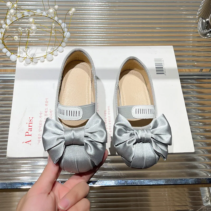 Girls Shoes Spring Summer Kids Fashion Mary Jane Dress Party Ballet Princess Flats Children Brand Sandals Bowtie Silk Soft Sole