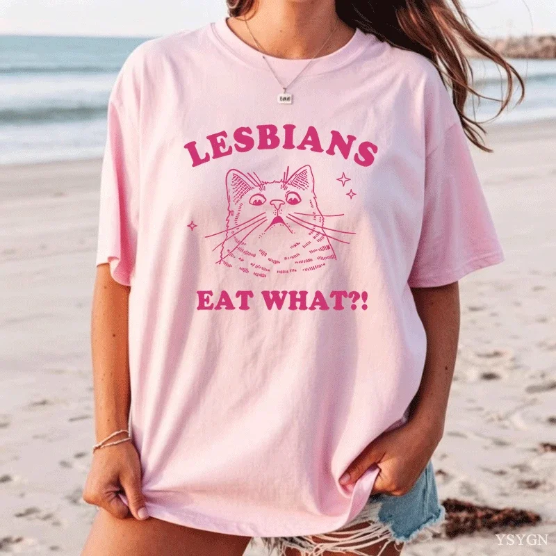 Funny Cat Tshirt Lesbian Rights Y2K T-Shirt 90s Gay Pride Month T Shirt Sapphic Lesbian TShirt Men Women Short Sleeve Tees