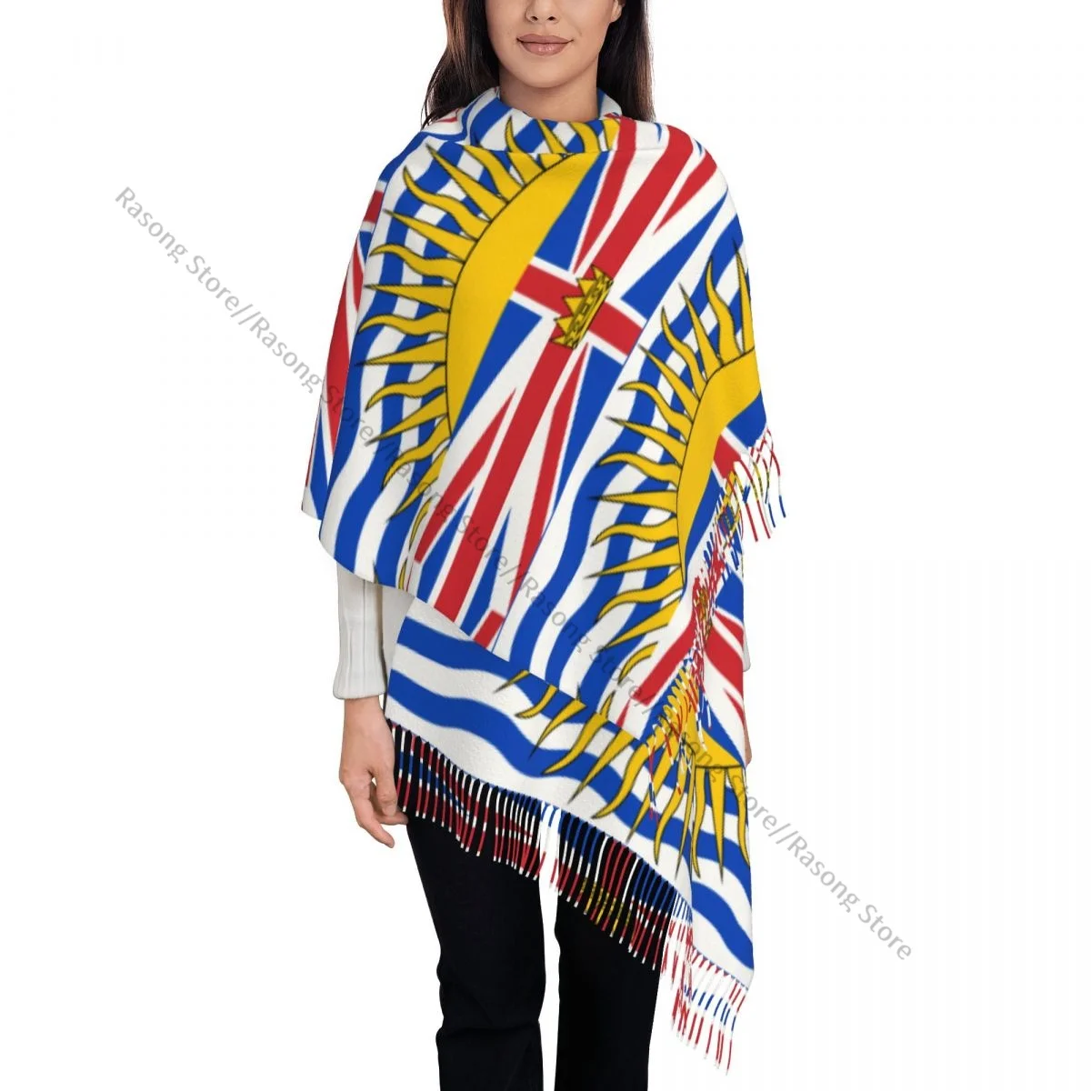 Tassel Scarf Large 196*68cm Pashmina Winter Warm Shawl Wrap Bufanda Female Flag Of British Columbia Cashmere Scarves