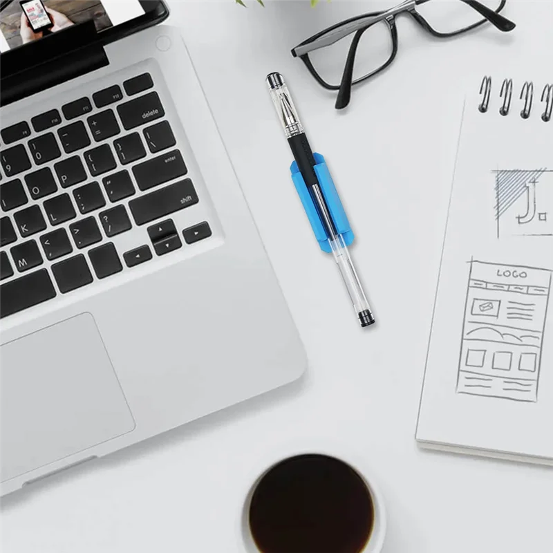 A13E-Pencil Holder For Desk Set(20), Adhesive Pen Holder With 20 Extra Stickers- For Classroom, For Walls, Clipboards, Office