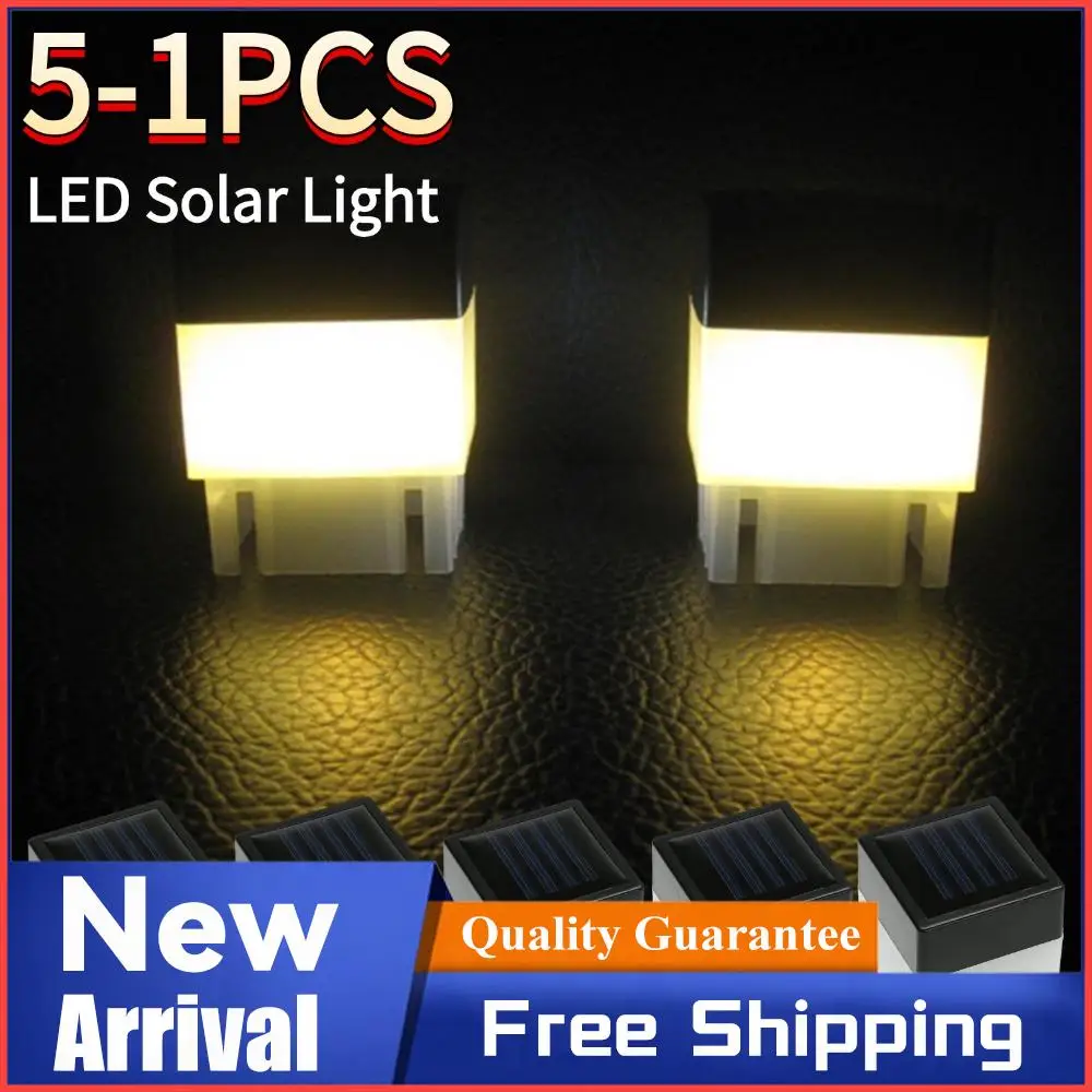 

1-5Pcs LED Solar Column Head Pillar Lamp Outdoor Fence Gate Solar Powered Post Lamp for Courtyard Landscape Garden Decor