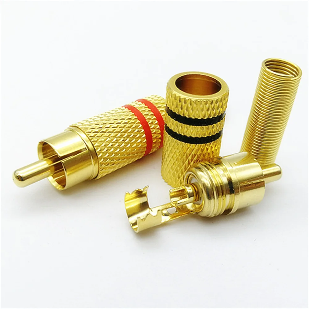 Musical Sound RCA Lotus Plug Terminal Connector A/V Connector Matal Spring Connector Phono Audio RCA Plug For Diy Audio Cable