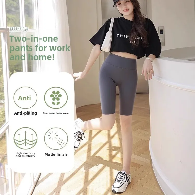 Yoga-Hose mit hoher Taille für Damen, Sommer, dünne Eisseide, Arche-Haut, Po-Lifting, Fünfviertel-Länge, atmungsaktiv, Radsport-Hose...