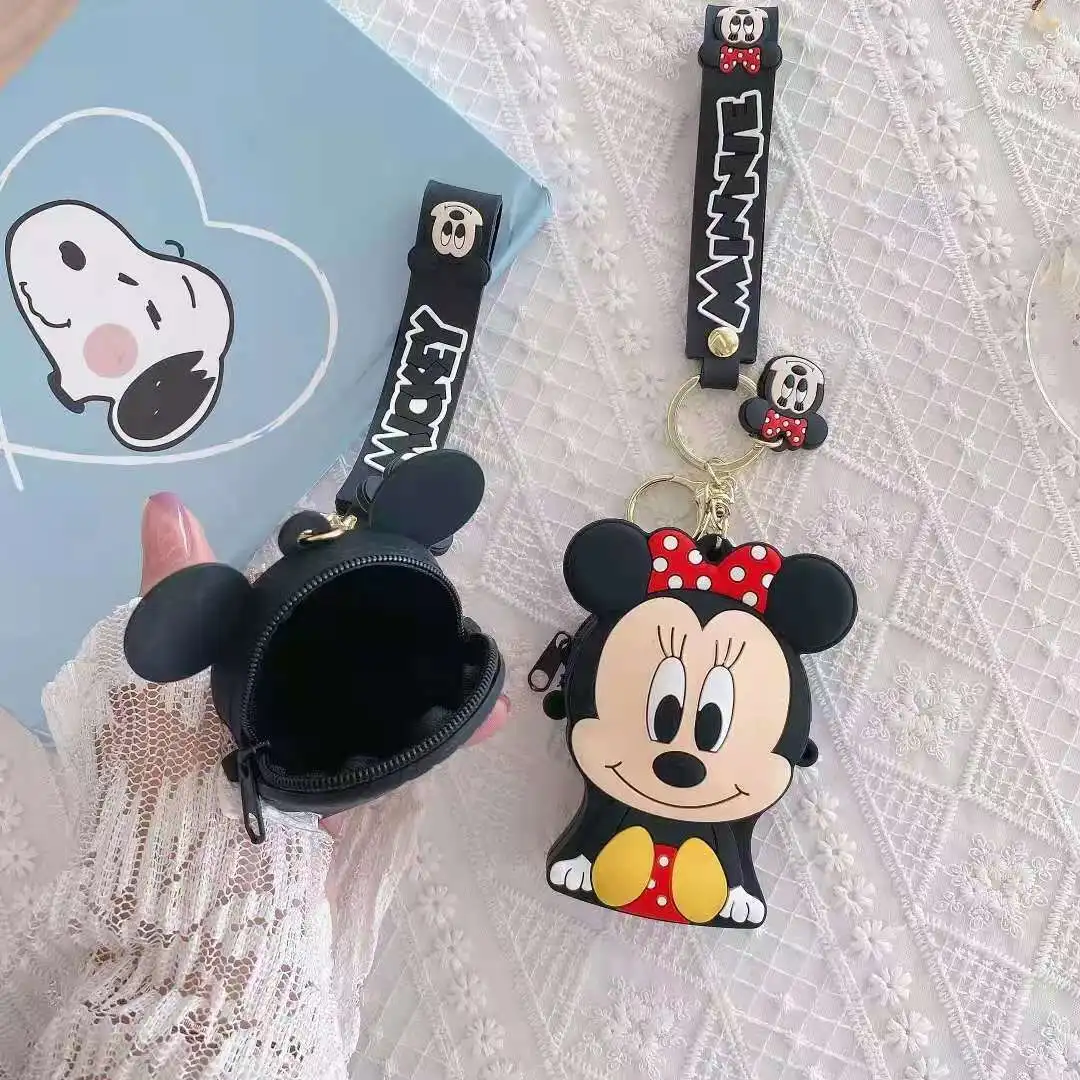 Disney Mickey Minnie Mouse portamonete simpatico cartone animato compatto portatile in Silicone borsa cosmetica zaino portachiavi decorazione regali