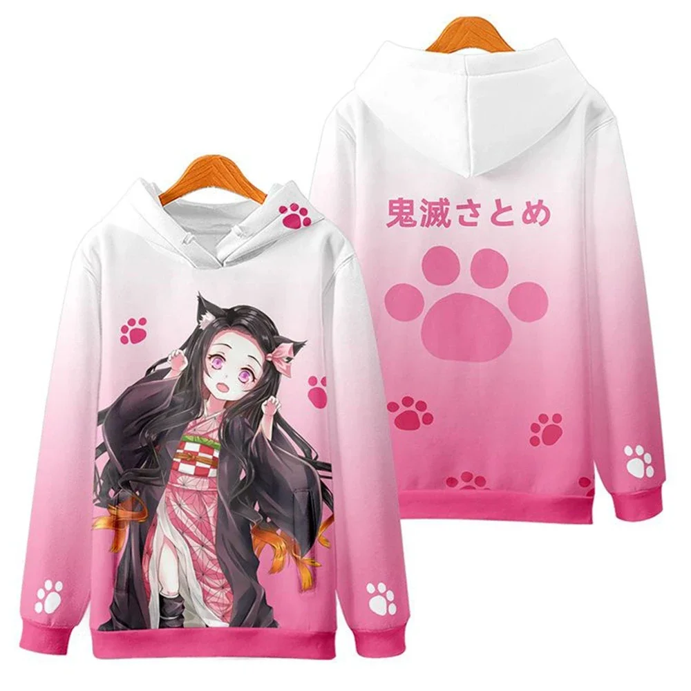 Kids Autumn Winter Demon Slayer Hoodie Japanese Anime Pullover Adult Casual Hooded Clothing Boys Girls Fashion Top Coat With Hat