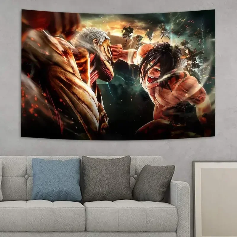 Attack on Titan Tapestry Wall Hanging Anime Tapestry Banner Backdrop Poster Wall Decoration Decoration Mural Kawaii Room Deco #