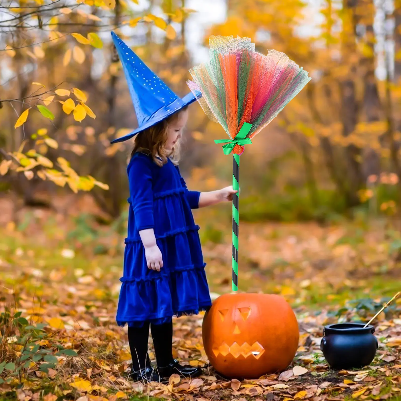 

Вещьественная метла ведьмы на Хэллоуин: Премиум-метла из пластиковой пряжи для костюмированных вечеринок, косплея, маскарадов, ролевых игр, декоративный аксессуар