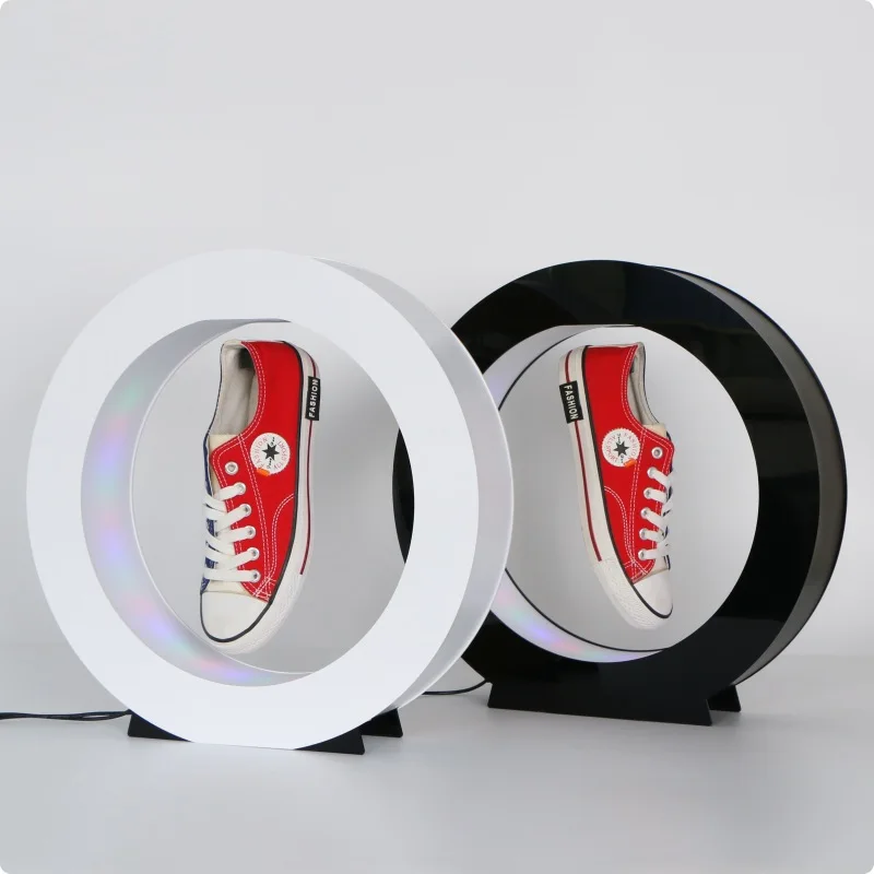 Magnetic Levitation Rotating Shoe Rack with LED Lights - Acrylic Display Stand for Home  Ads! Hot Sale: Modern Design, 360° View