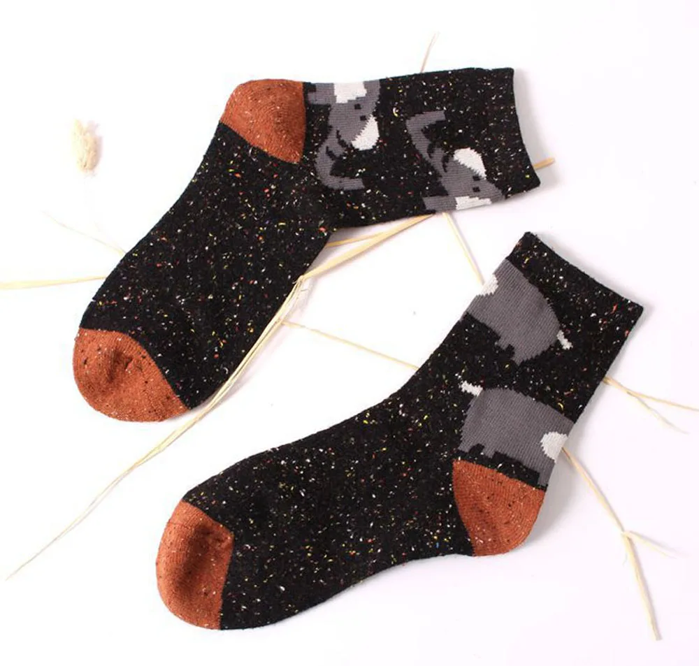 3 Paar/Set Vintage Dicke Kaninchenwollsocken für Damen Retro Winter Harajuku Tiermotive Eule Hirsch Katze Elefant Niedlich Süß – Detail 19