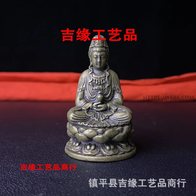 Tibetan-style copper Buddha, antique brass, distressed finish, home desktop decoration, small ornament, pocket Buddha, Nanhai Gu