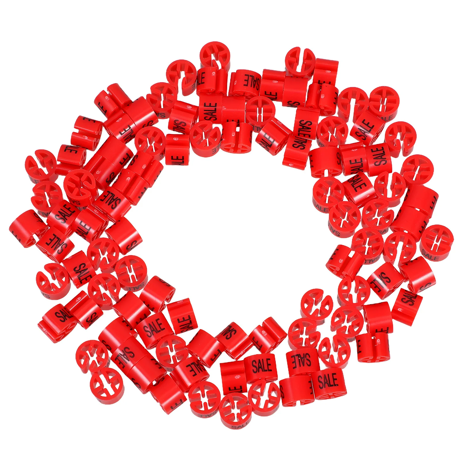 

100pcs Plastic Sale Markers Bright Red Clothing Hanger Tags Color-Coding Size Markers For Garment Organization Hangers Tags