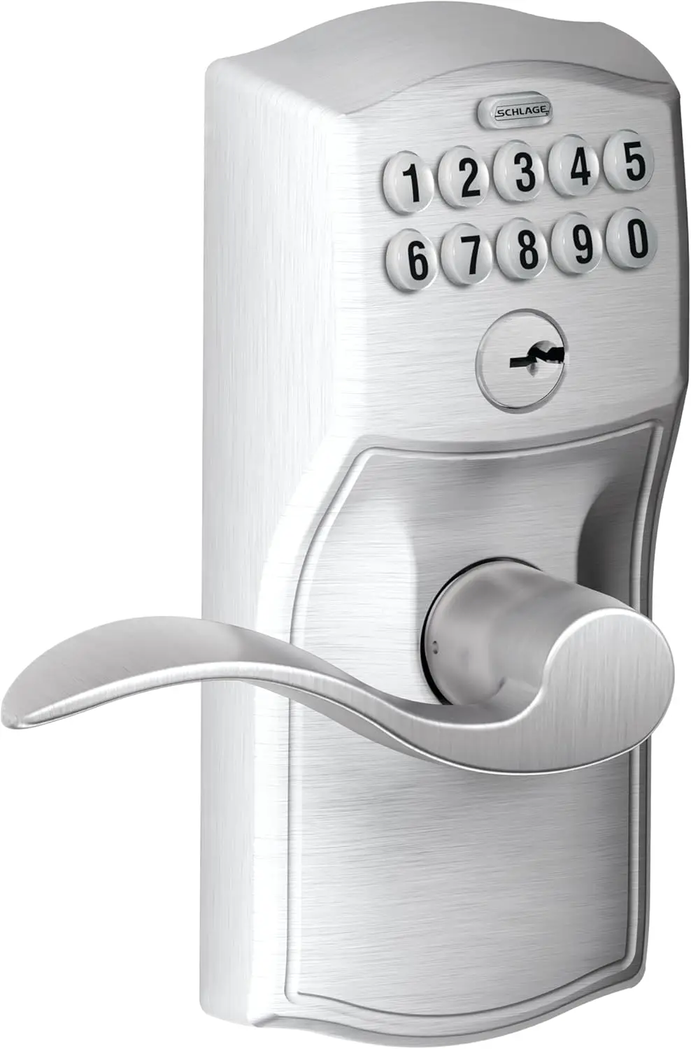 FE595 CAM 626 ACC Camelot Keypad Entry with Flex-Lock and Accent Levers, Brushed Chrome