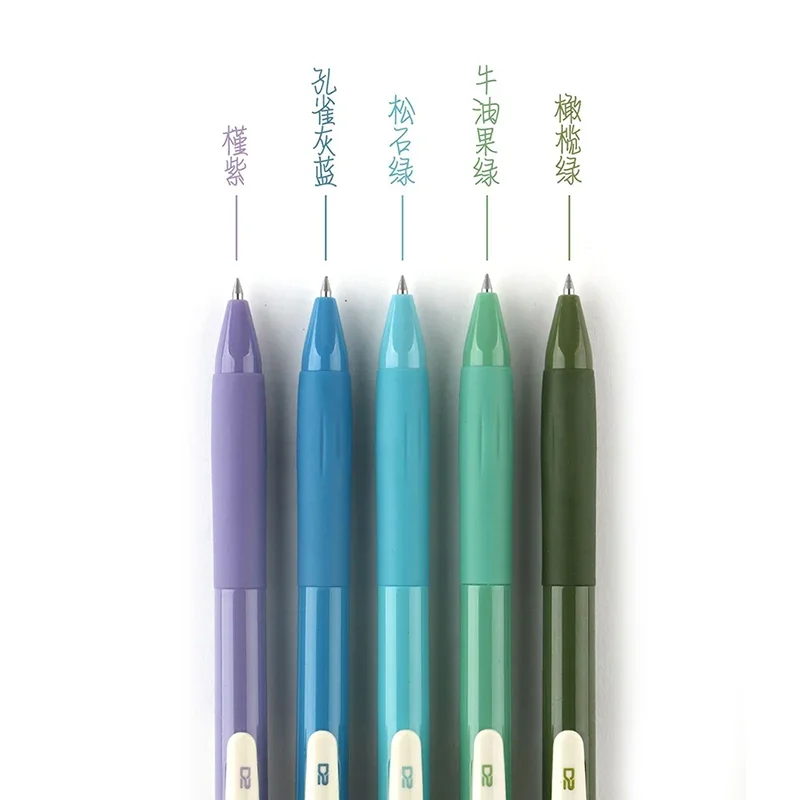 5-Pack Retractable Colored Gel Pens Quick Dry Ink 0.5mm Vintage Pen for Planner Drawing School Office Stationery