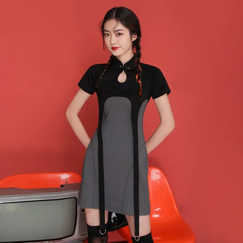 Summer Chinese style cheongsam Qipao formal dress sexy club party qipao Gothic dress woman oriental dress 12349