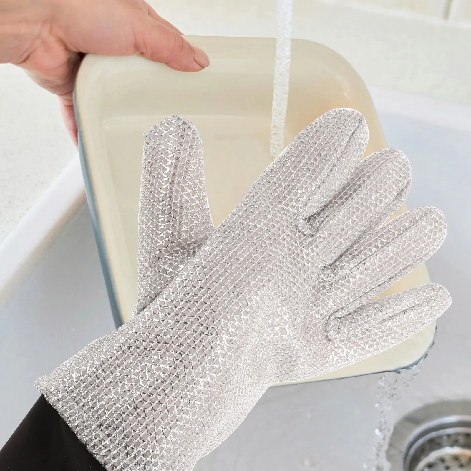 

Dishwashing Gloves Waterproof Reusable Kitchen Cleaning Supplies Household Steel Wire Scrubber Gloves Kitchen Home Daily Use