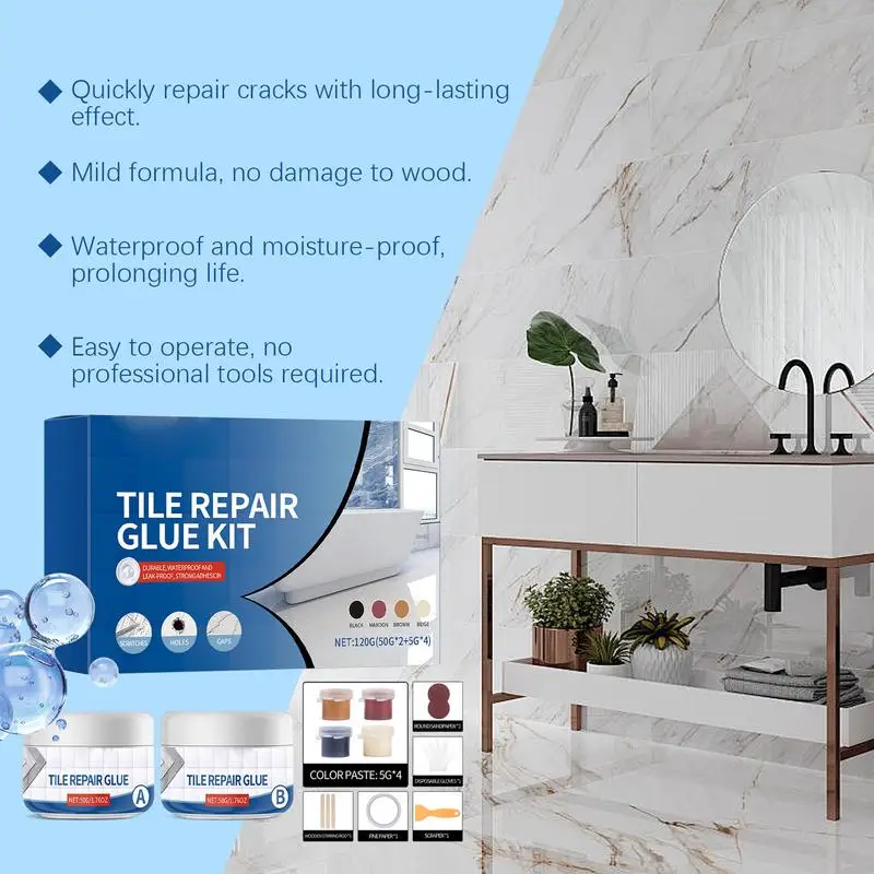 Tile Adhesive High-Strength Construction Glue Marble Adhesive All Purpose Effective Ceramic Tile Grout Repair Paste Practical