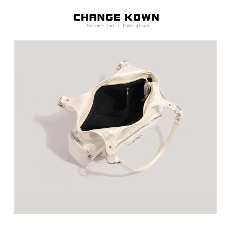 GAINNY Y2k White Handbag Women Luxury Designer Motorcycle Shoulder Bag Female Harajuku Fashion Korean Ladies Tote Bag Aesthetic