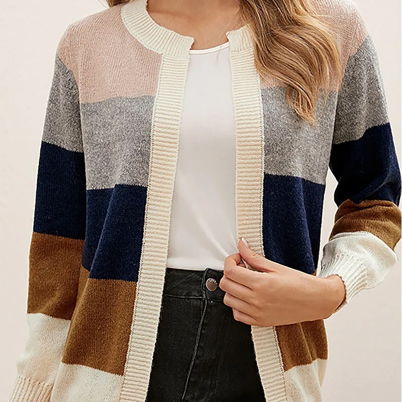 

2025 New Candy Color Matching Knitted Cardigan Casual Loose Knitted Jacket Women